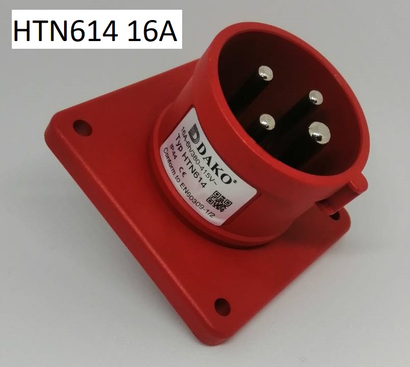 HTN 614 ปลั๊กตัวผู้ฝังตรง 3P+E 16A 380V IP44 6h