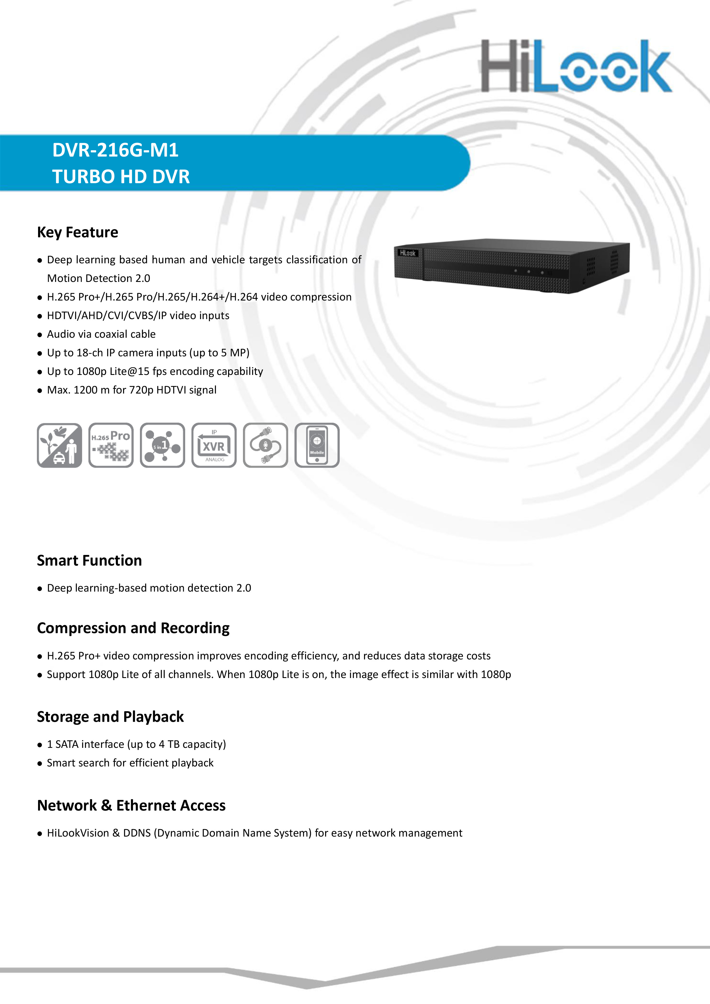 HILOOK เครื่องบันทึกกล้องวงจรปิด DVR-216G-M1(C) 16 CH รองรับกล้องมีไมโครโฟนในตัวได้ BY BILLIONAIRE SECURETECH DVR-216G-M1