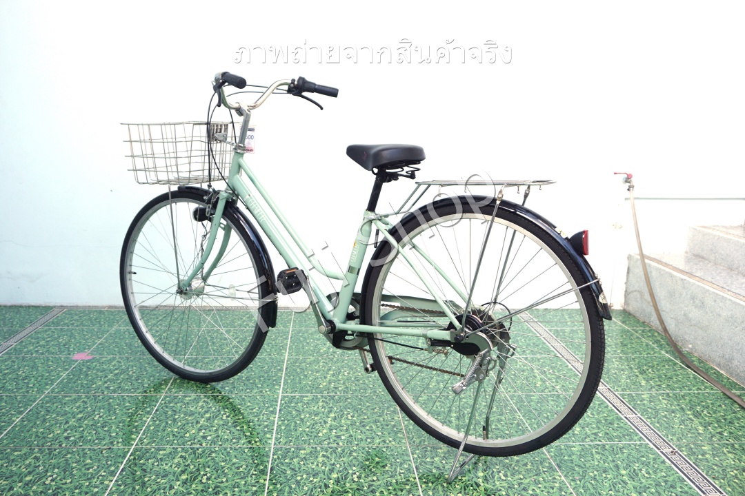 จักรยานแม่บ้านญี่ปุ่น - ล้อ 27 นิ้ว - เกียร์ 6 สปีด - ไฟหน้าอัตโนมัติ - สีเขียว [จักรยานมือสอง]