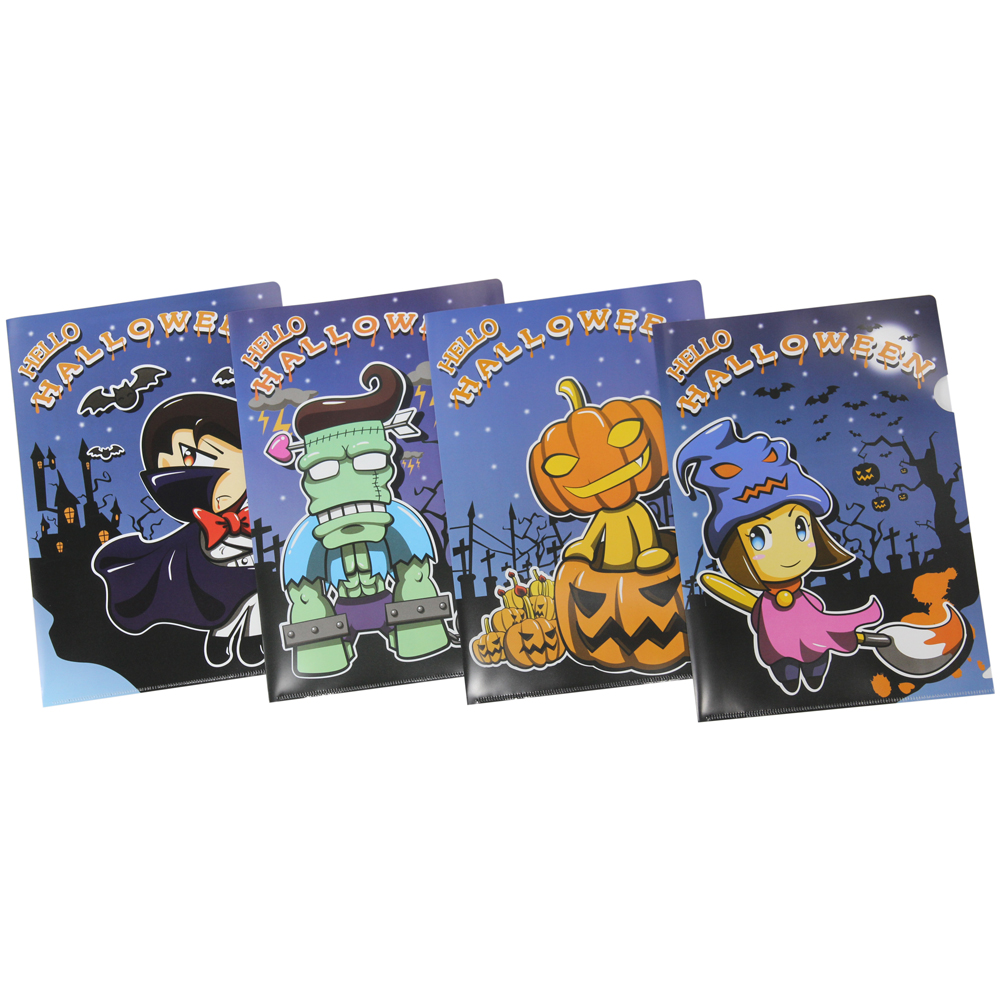 L-Type Plastic Folders A4 with Hello Halloween Pattern Printed