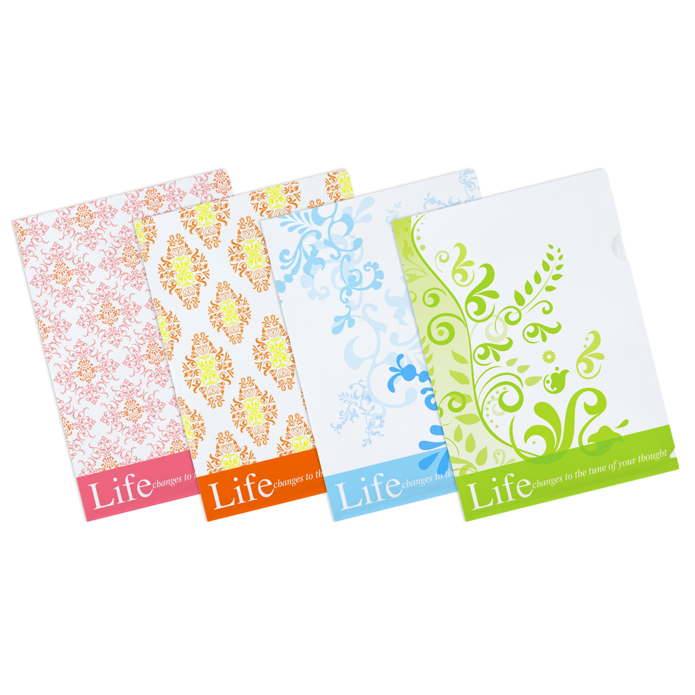 L-Type Plastic Folders A4 with Antique Pattern Printed