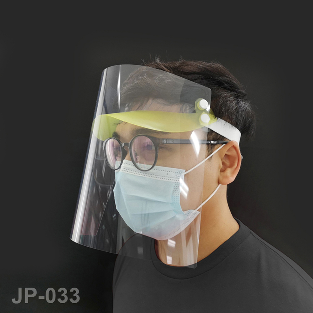 ใส่หน้ากากพลาสติกใส ป้องกันใบหน้ามีหน้าหมวก JP-033