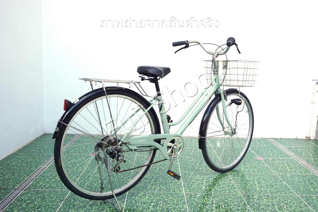 จักรยานแม่บ้านญี่ปุ่น - ล้อ 27 นิ้ว - เกียร์ 6 สปีด - ไฟหน้าอัตโนมัติ - สีเขียว [จักรยานมือสอง]