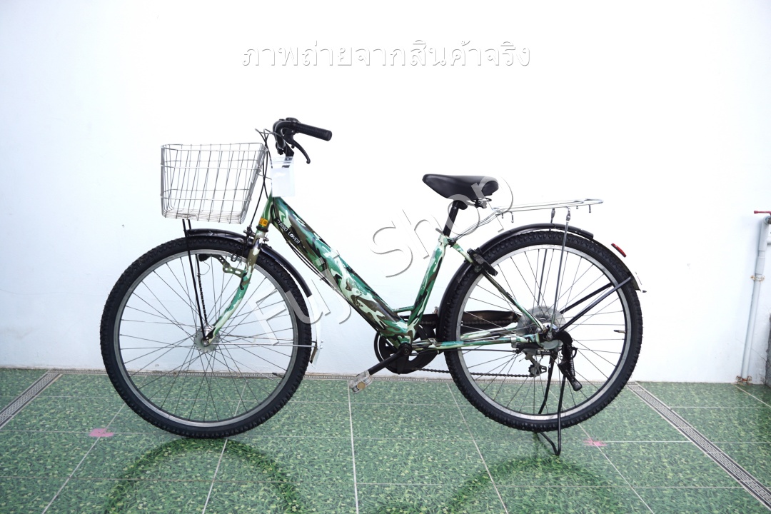จักรยานแม่บ้านล้อโต ญี่ปุ่น - ล้อ 27.5x1.95 - เกียร์ 6 สปีด - ไฟหน้าอัตโนมัติ - Turbo Lover - สีเขียว [จักรยานมือสอง]