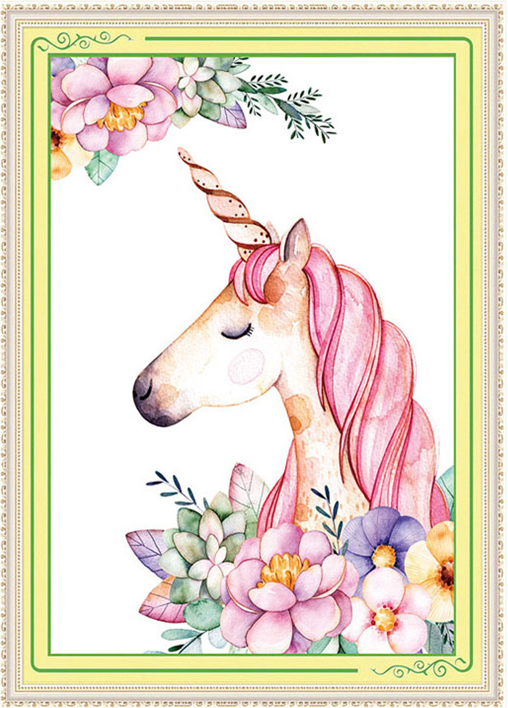 unicorn-1002 *พร้อมส่ง* ชุดปักครอสติช ลายม้ายูนิคอร์น (ไม่มีเดินเส้น ปักครั้งละ 3 เส้นเล็ก) ขนาด 50*65 ซม.ผ้าครอสติช 11CTพิมพ์ลายปักบนผ้า ไหมคอตตอน 35 สี ผังลาย เข็ม