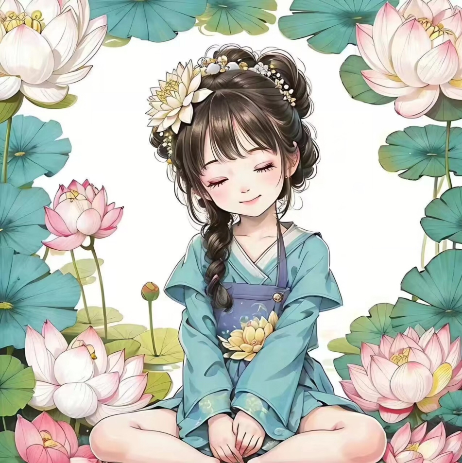 girl-1003 *พร้อมส่ง* ชุดปักครอสติช ลายสาวน้อยดอกบัว (ปักเต็มผืนผ้า ไม่มีเดินเส้น ผ้า9CT พิมพ์ลาย ปัก 4 เส้นเล็ก) ขนาด 75*75 ซม.ผ้าครอสติช 11CTพิมพ์ลายปักบนผ้า ไหมคอตตอน 37 สี ผังลาย เข็ม