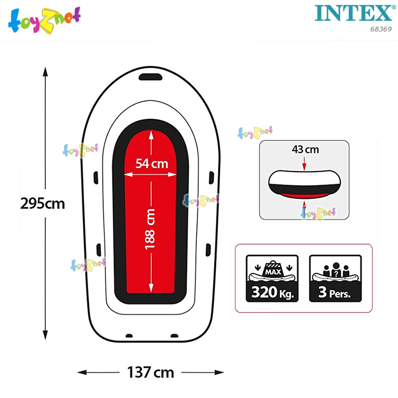 Intex Challenger 3 Boat (3 Persons) 2.95x1.37x0.43 m. no.68369