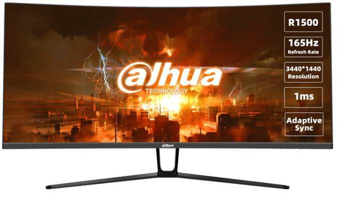 DAHUA LM34-E330C 34'' VA WQHD Gaming Curved Monitor 165Hz Refresh Rate , Response Time MPRT 1 ms : 2×DP, 2×HDMI BY BILLIONAIRE SECURETECH LM34-E330C