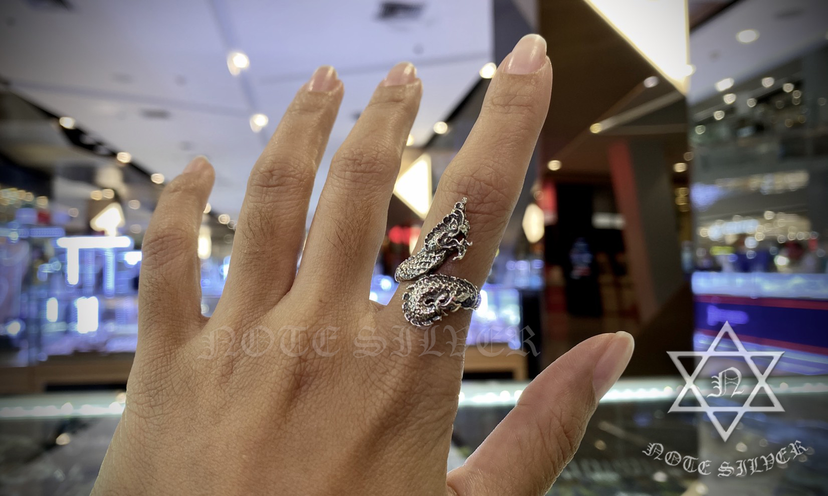 แหวนเงินแท้ ลายพญานาค Sterling Silver 925 NSRG1921