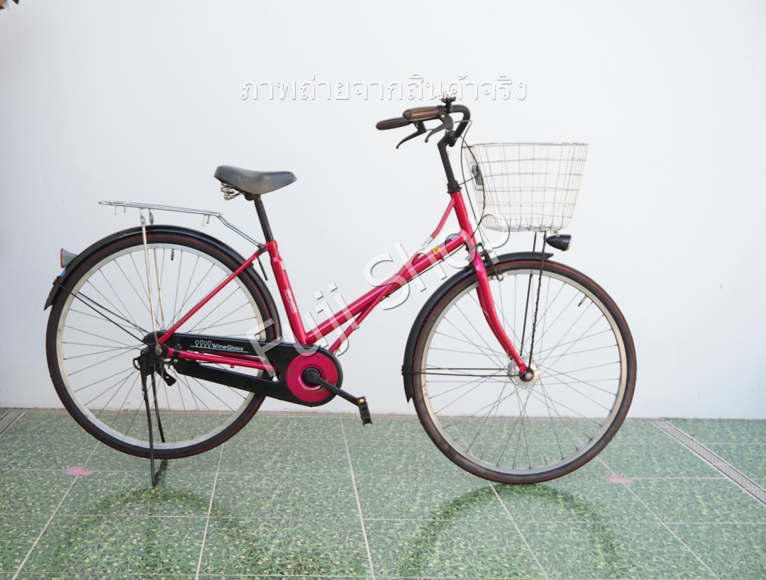 จักรยานแม่บ้านญี่ปุ่น - ล้อ 26 นิ้ว - ไม่มีเกียร์ - ไฟหน้าอัตโนมัติ - สีชมพู [จักรยานมือสอง]