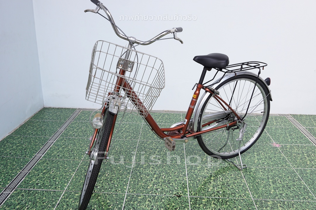 จักรยานแม่บ้านญี่ปุ่น - ล้อ 26 นิ้ว - ไม่มีเกียร์ - ไฟหน้าอัตโนมัติ - S-Tech - สีน้ำตาล [จักรยานมือสอง]