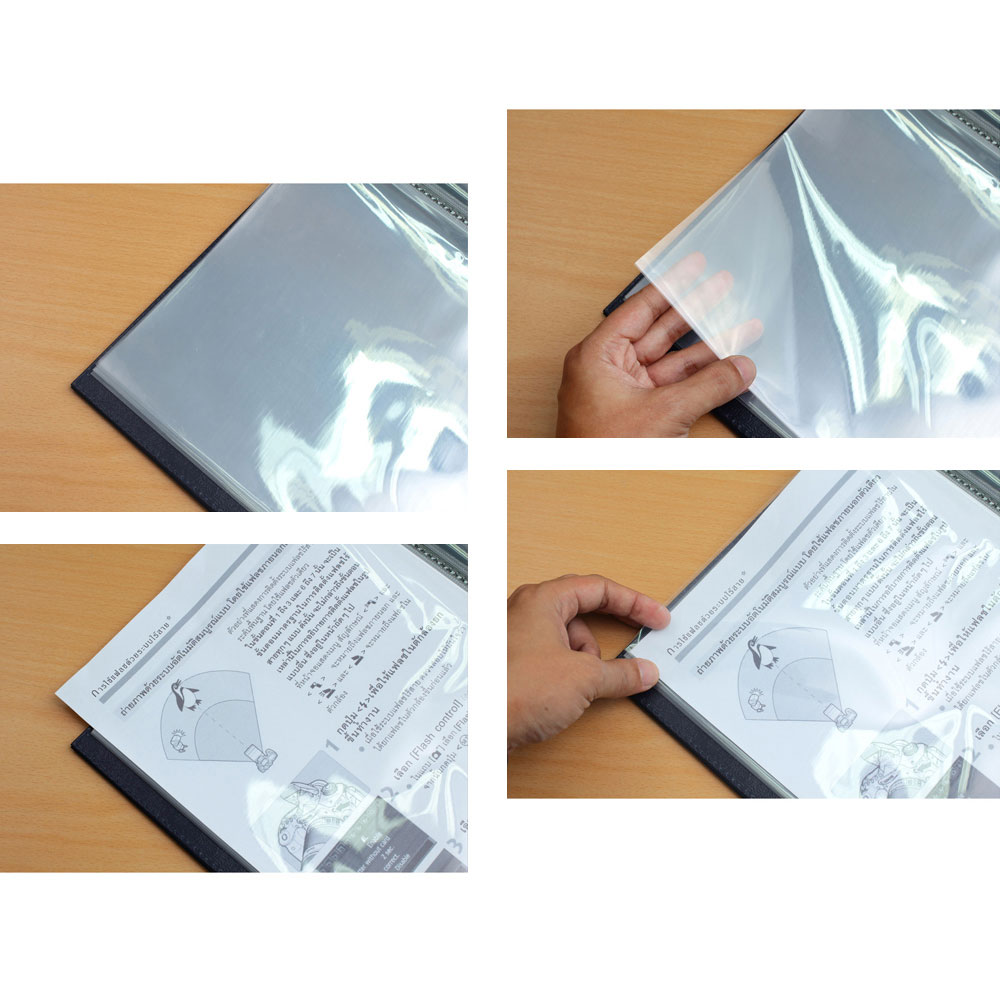 แฟ้มรายการอาหาร A4 ปกหนังเทียม ไส้ใสพิเศษ คละสี