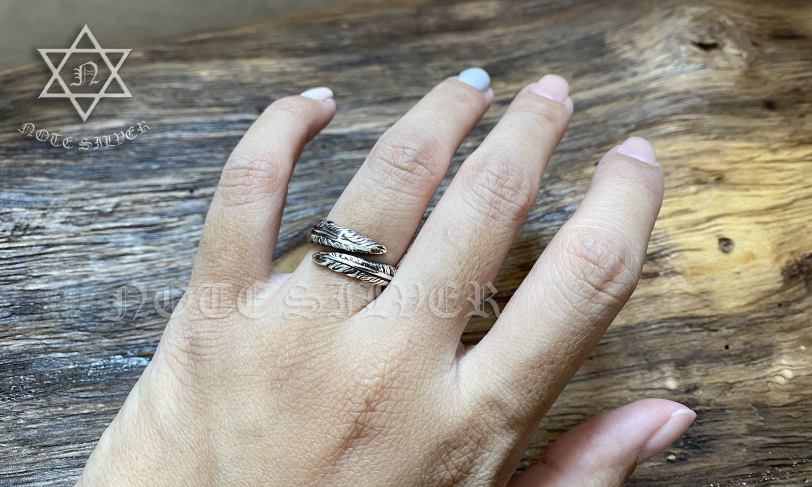 แหวนเงินแท้ ขนนก ปรับขนาดได้ Free Size Sterling Silver 925 NSRG1345