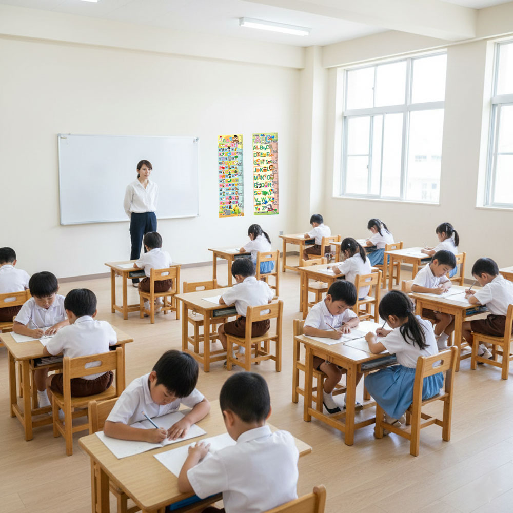 ติดที่วัดส่วนสูง 70-150ซม. ลายเรียนรู้ ER-017-020 ในห้องเรียน