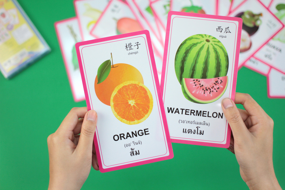 บัตรคำ Flashcards 3ภาษา ชุดคำศัพท์ผลไม้ Fruits ET-315