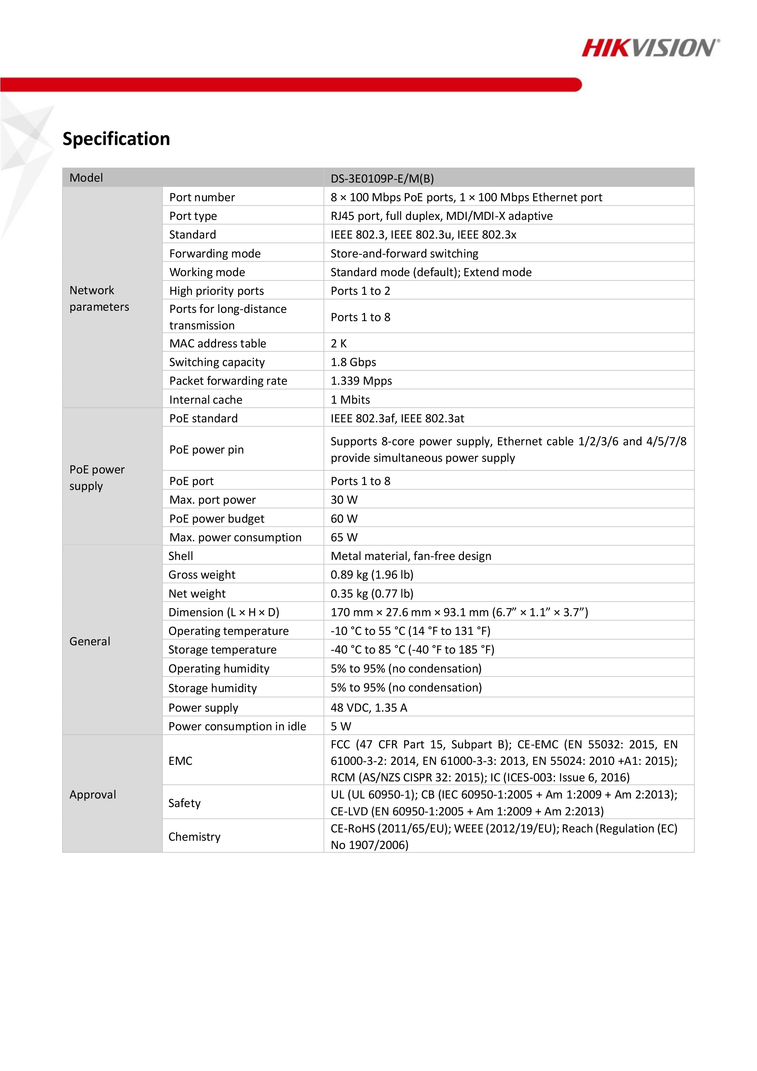 HIKVISION DS-3E0109P-E/M POE SWITCH 8+1 Port Fast Ethernet Unmanaged POE Switch BY BILLIONAIRE SECURETECH DS-3E0109P-E/M