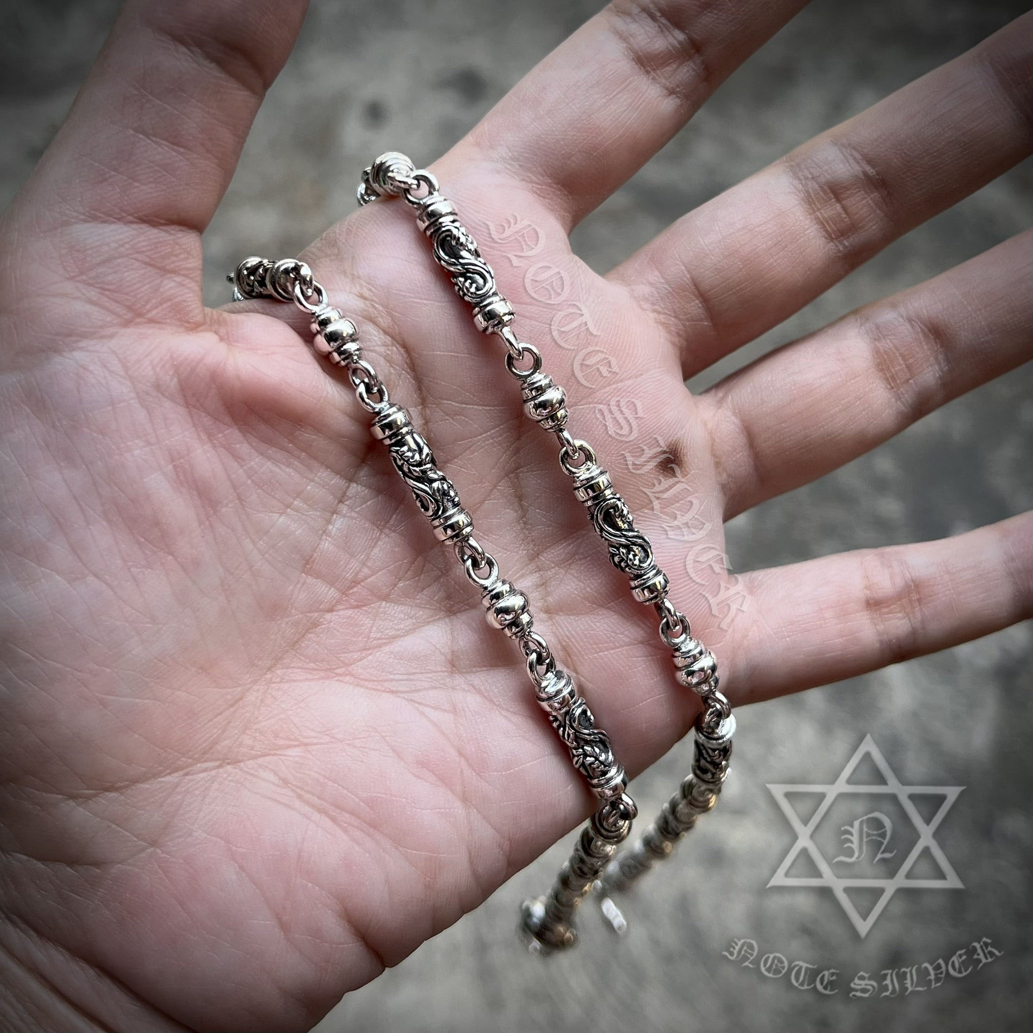 สร้อยคอ ลายรวงข้าว Ears of rice ตะขอ Star of David 26" Sterling Silver 925 NSNL3144