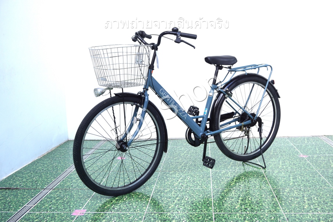 จักรยานแม่บ้านล้อโต ญี่ปุ่น - ล้อ 27.5x1.95 - เกียร์ 6 สปีด - ไฟหน้าอัตโนมัติ - Gentilezza - สีฟ้า [จักรยานมือสอง]