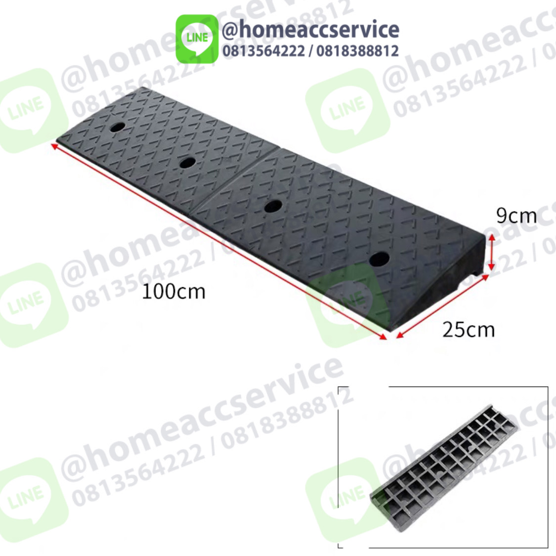 ทางลาดยางปีนฟุตบาท สูง 9ซม. ลาด25ซม. ยาว 99ซม. หนัก 10 kg - Rubber Ramp 9x25x99 cm หนัก 9 kg