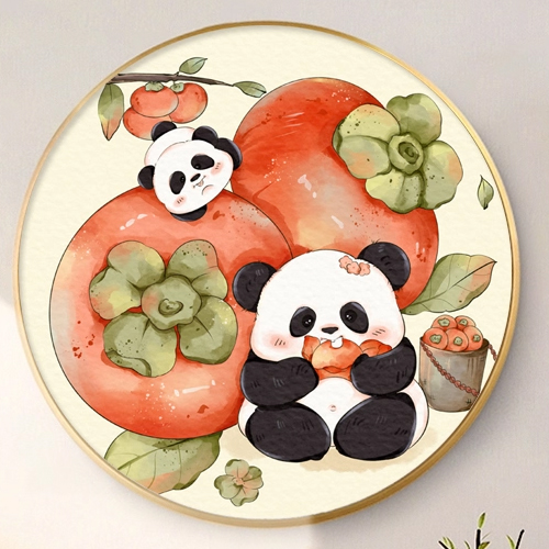 panda-1005 *สินค้าหมด* ชุดปักครอสติช ลายแพนด้าลูกพลับ (ปักเต็มผืนผ้า ไม่มีเดินเส้น ผ้า11CTพิมพ์ลาย ปัก 3 เส้นเล็ก) ขนาด 50*50 ซม.ผ้าครอสติช 11CTพิมพ์ลายปักบนผ้า ไหมคอตตอน 26 สี ผังลาย เข็ม