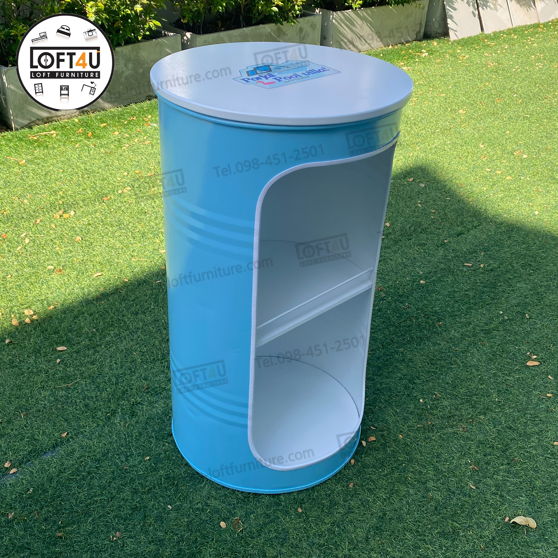 ชั้นเก็บของ100L. รีสอร์ท วิลล่า : Barrel storage cabinet (ชั้นเปิด/ท็อปไม้)