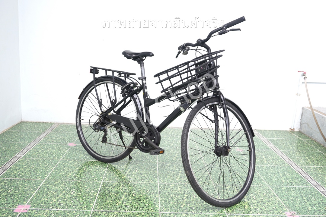 จักรยานแม่บ้านญี่ปุ่น - ล้อ 700x38C - เกียร์ 7 สปีด - อลูมิเนียม - ไฟหน้าอัตโนมัติ - Office Press CM - สีดำ [จักรยานมือสอง]