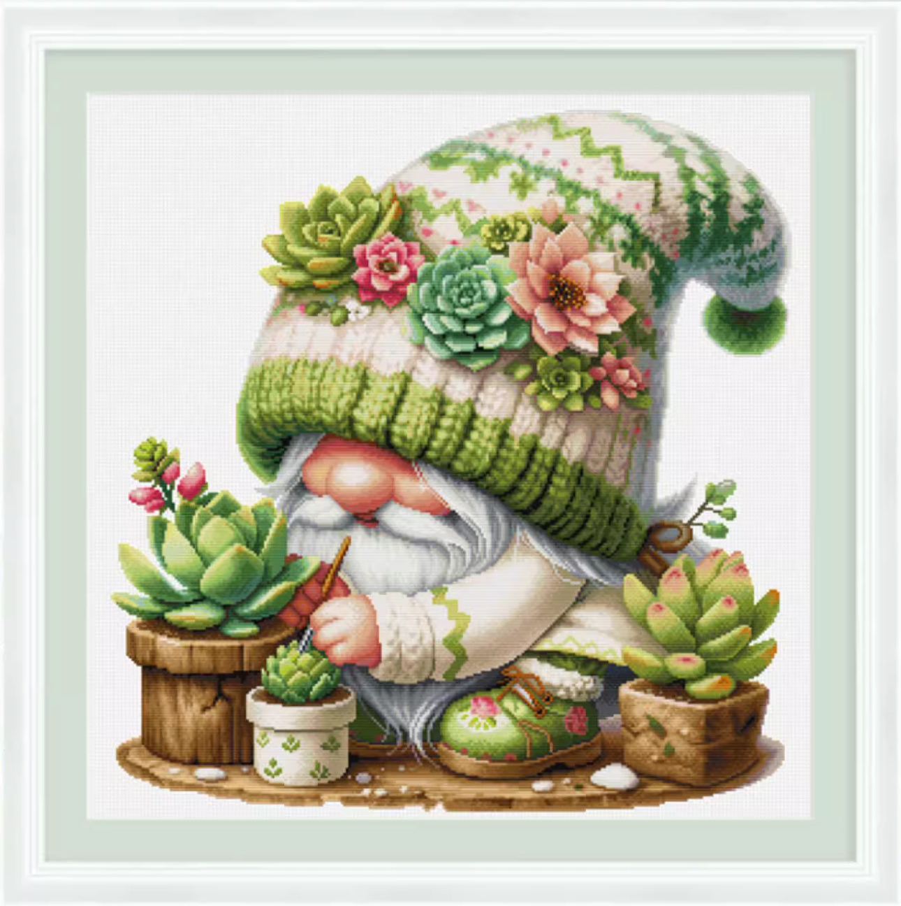 dwarf-1015 *พร้อมส่ง* ชุดปักครอสติช ลายคนแคระตะบองเพชร (ไม่มีเดินเส้น ผ้า11CTพิมพ์ลาย ปัก 3 เส้นเล็ก) ขนาด 65*65 ซม.ผ้าครอสติช 11CTพิมพ์ลายปักบนผ้า ไหมคอตตอน 51 สี ผังลาย เข็ม
