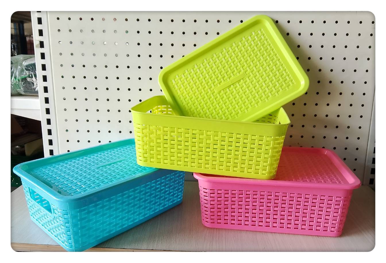 ตะกร้าลายสาน+ฝา No.75