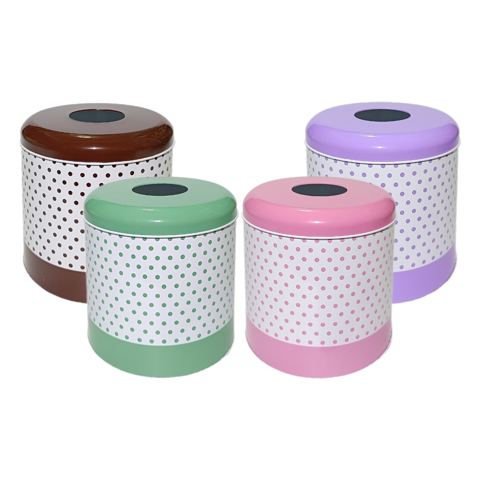 Box Tissue Metal Colorful Dot กล่องทิชชู่เหล็กสำหรับทิชชู่แบบม้วน ลายจุดสีสันสดใส