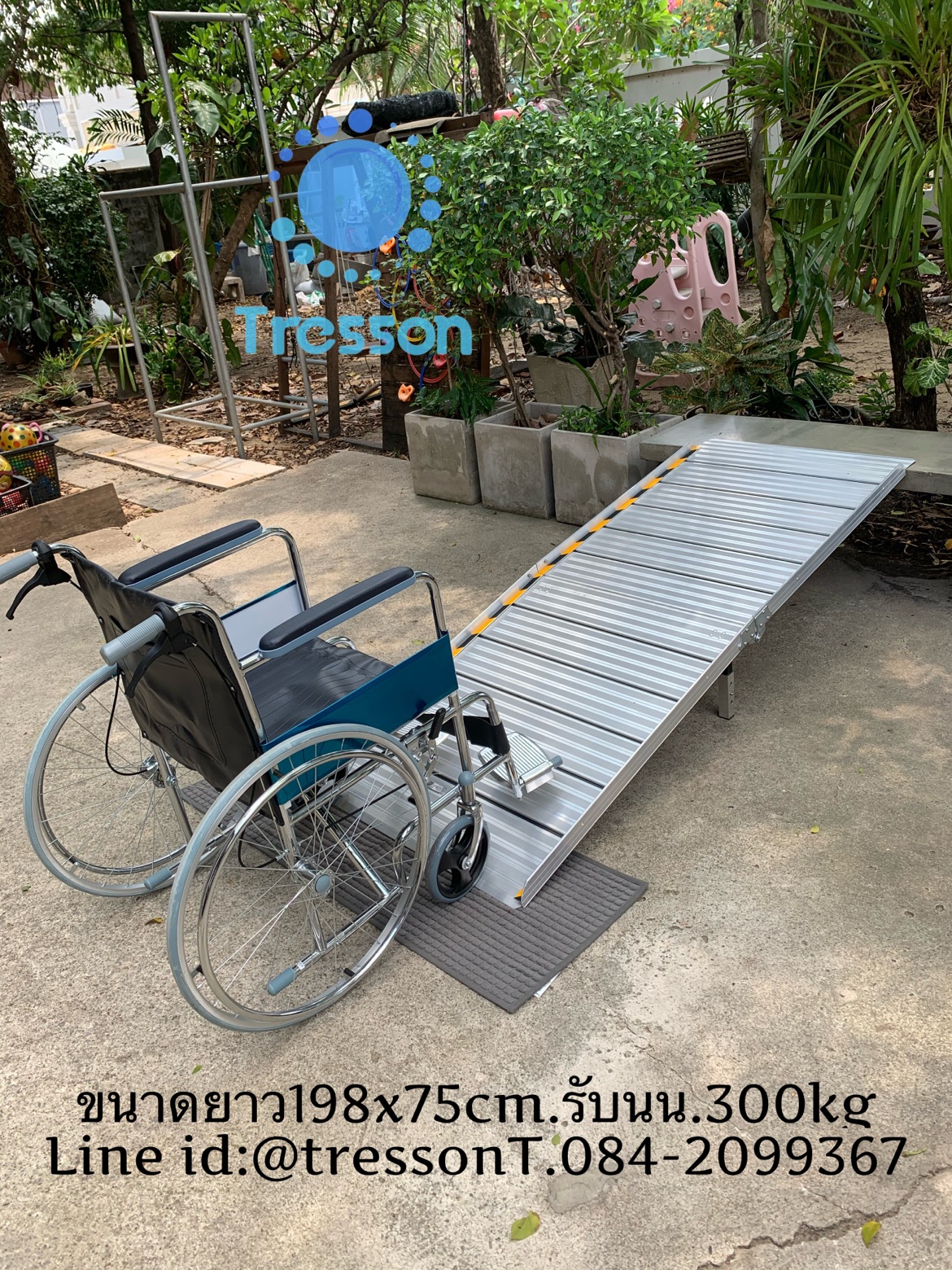 ทางลาดรถเข็นอลูมิเนียมยาวพิเศษ198ซม (198x75x5.5cm) มีขาตั้ง แบบพกพาได้ พับครึ่งขึ้น-ลง หนัก17 kg รับนน.สูงสุด300kg.** มีของพร้อมส่ง - Aluminium Rp 198x75x5.5cm.นน.17 kg