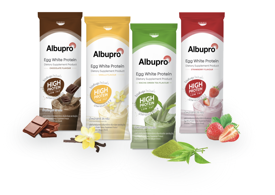 Albupro อัลบูโปร โปรตีนจากไข่ขาว (1กล่อง 12ซอง) (มี4รสชาติ)