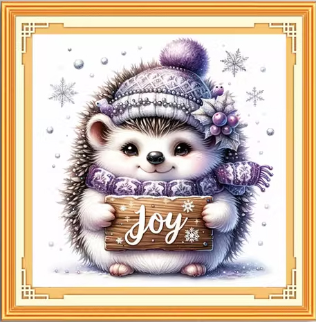 hedgehog-1003 *พร้อมส่ง* ชุดปักครอสติช ลายเม่นน้อยน่ารัก (ไม่มีเดินเส้น ผ้า11CTพิมพ์ลาย ปัก 3 เส้นเล็ก) ขนาด 40*40 ซม.ผ้าครอสติช 11CTพิมพ์ลายปักบนผ้า ไหมคอตตอน 26 สี ผังลาย เข็ม