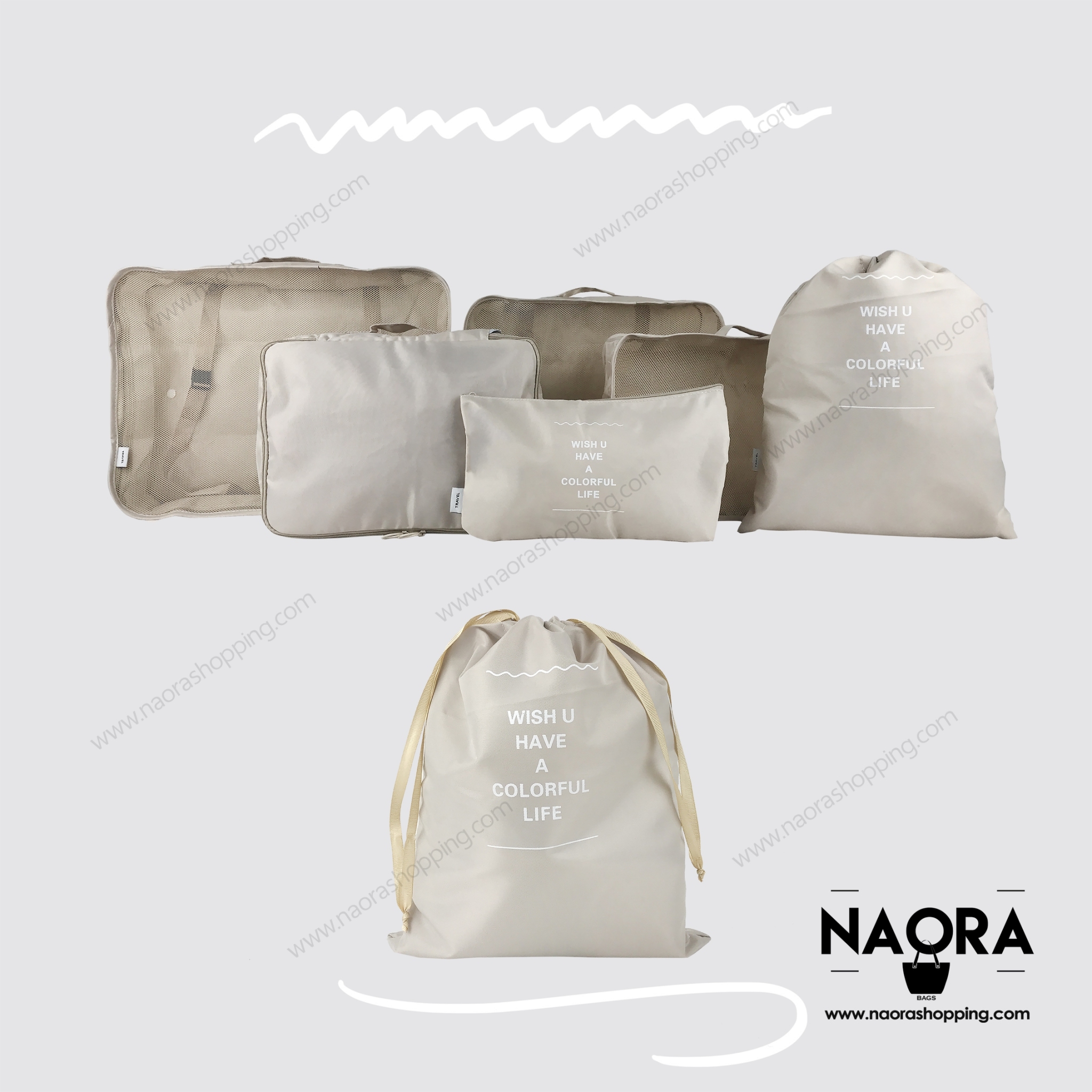 กระเป๋าจัดระเบียบเดินทาง พับได้ เซ็ท 6 ชิ้น