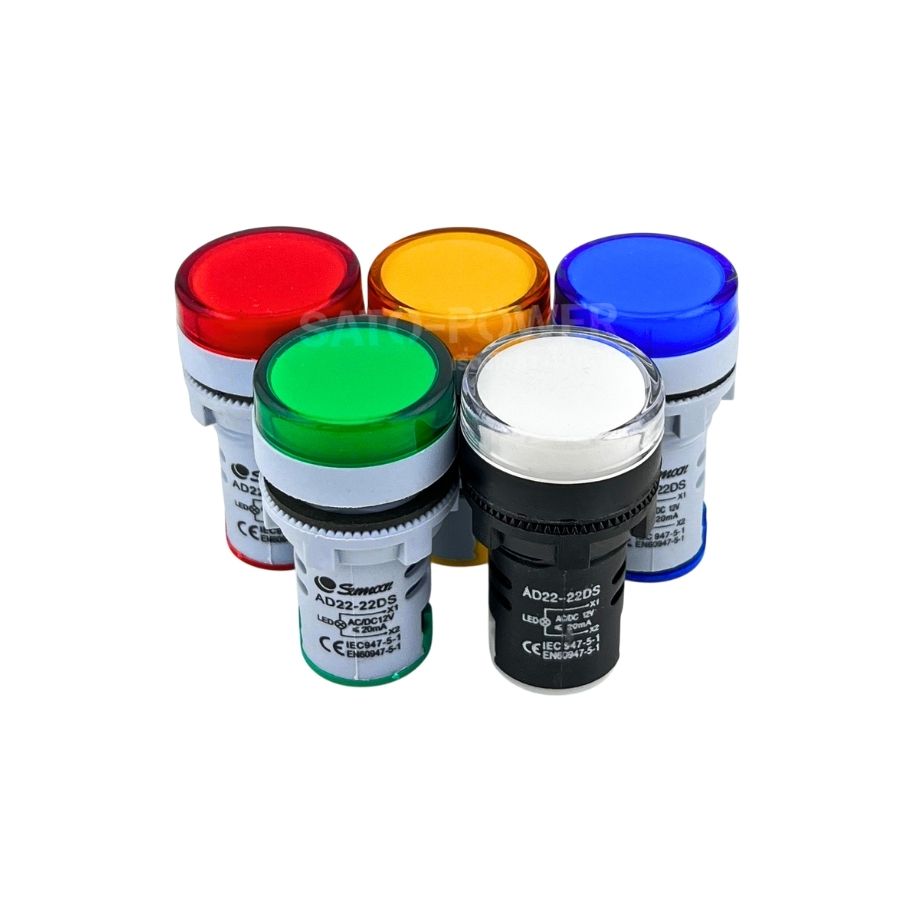 2ชิ้น / ออเดอร์ SUNMOON ไพลอตแลมป์ (Pilot Lamp) รุ่น AD22-22DS LED 22mm. | แรงดันไฟฟ้า 12/24/220