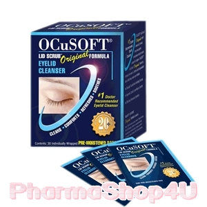 (ซื้อ 3 ราคาพิเศษ) (สีน้ำเงิน) Ocusoft Lid Scrub Original Pads (1กล่อง/30ชิ้น) อ๊อกคิวซอฟท์ ลิด สครับ ออริจินัล รุ่นแผ่น แผ่นสครับเปลือกตา ทำความสะอาดเปลือกตา