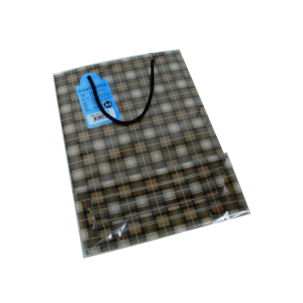 Shopping Bag with rope handle Plaid pattern B