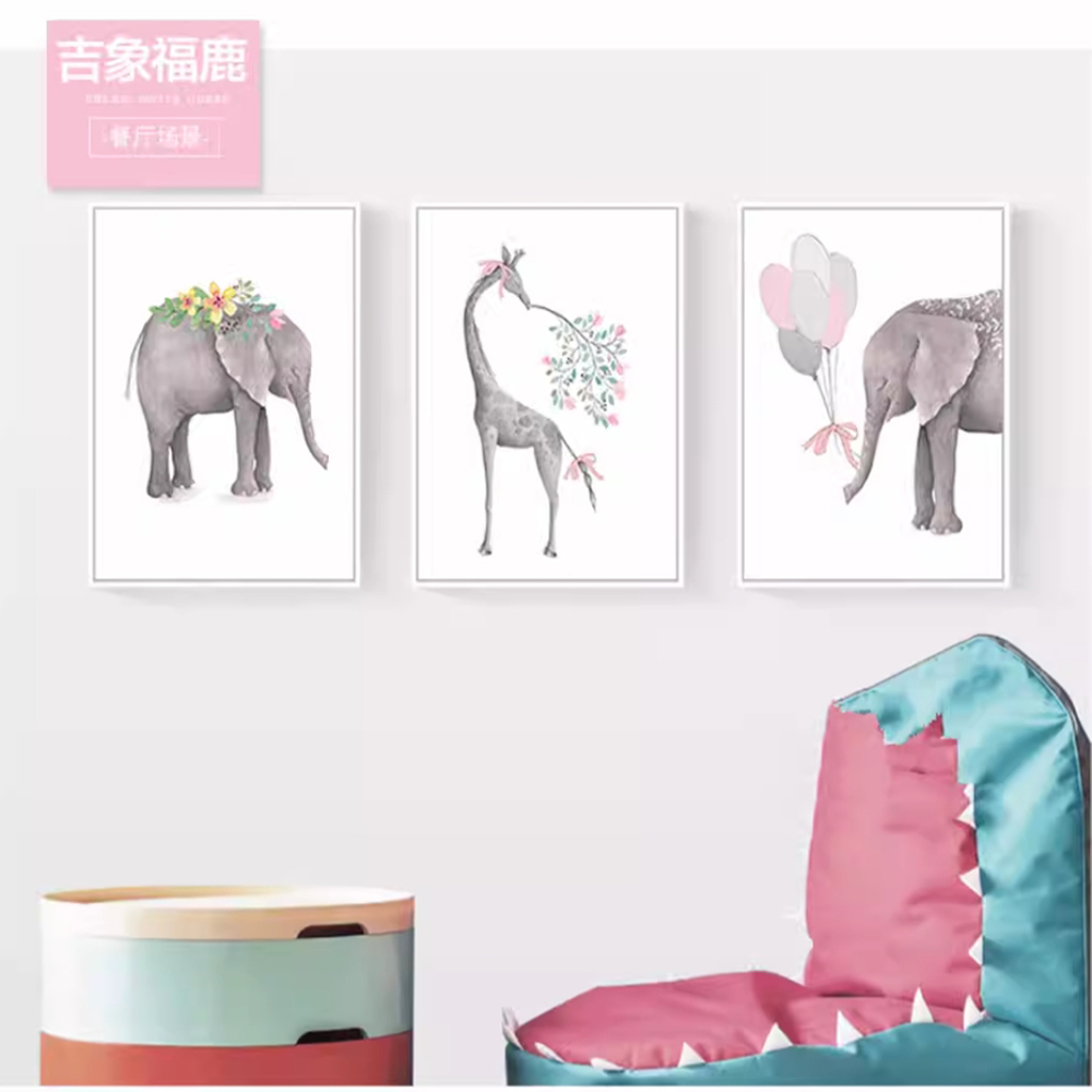 chang-1004 *พร้อมส่ง* ชุดปักครอสติช ลายเซต 3 ชิ้น ช้างคู่ยีราฟ (ไม่มีเดินเส้น ผ้า11CTพิมพ์ลาย ปัก 3 เส้นเล็ก) ขนาด 157*75 ซม.ผ้าครอสติช 11CTพิมพ์ลายปักบนผ้า ไหมคอตตอน 47 สี ผังลาย เข็ม