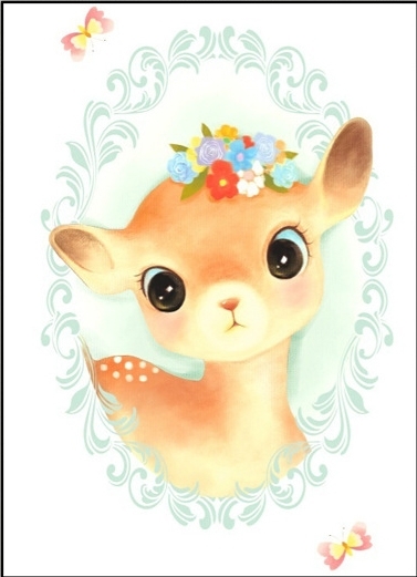 deer-2019 *พร้อมส่ง* ชุดภาพติดคริสตัลกลม ลายลูกกวางน้อย ( งานติดเต็มภาพ ) ขนาด 30*40 ซม. ผ้าแคนวาสลงผังลายเต็ม คริสตัลกลม 23 สี อุปกรณ์ครบชุด
