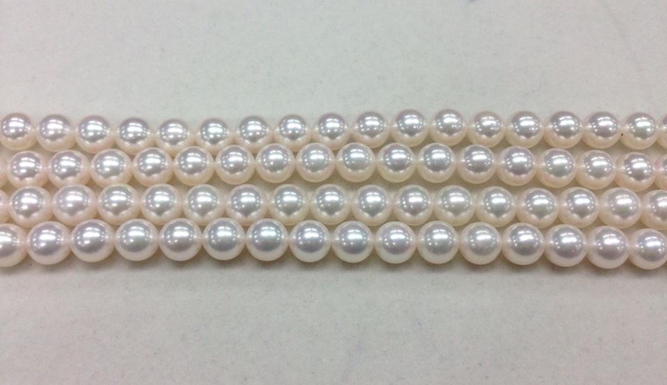 สร้อยคอไข่มุกอโกย่า ญี่ปุ่น 8-8.5 มิล กลม สีขาว, AA++
