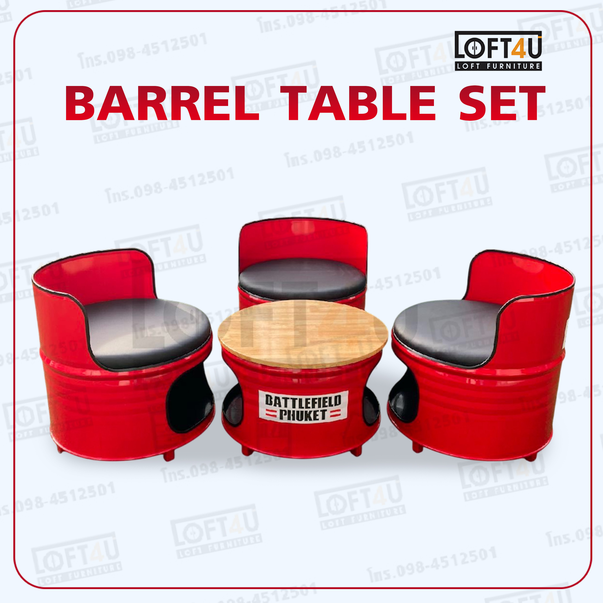 โต๊ะคาเฟ่ : Cafe Table Set : leather cushion / 3 seats
