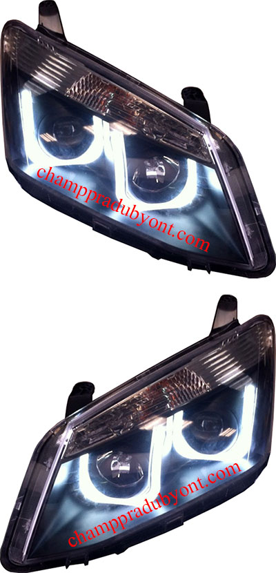 ไฟหน้าโปรเจคเตอร์ ISUZU ALL NEW D-MAX 11-15 ดำ LED รูปตัวยู