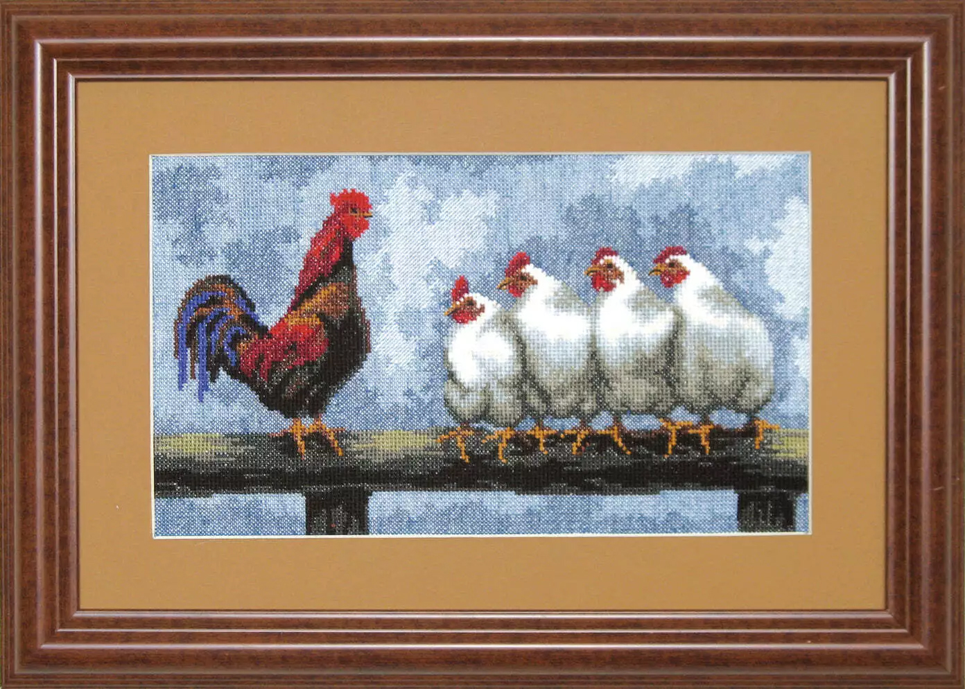 kai-1001 *พร้อมส่ง* ชุดปักครอสติช ลายครอบครัวไก่ (ปักเต็มผืนผ้า ผ้า11CTพิมพ์ลาย ปัก 3 เส้นเล็ก) ขนาด 47*29 ซม.ผ้าครอสติช 11CTพิมพ์ลายปักบนผ้า ไหมคอตตอน 19 สี ผังลาย เข็ม