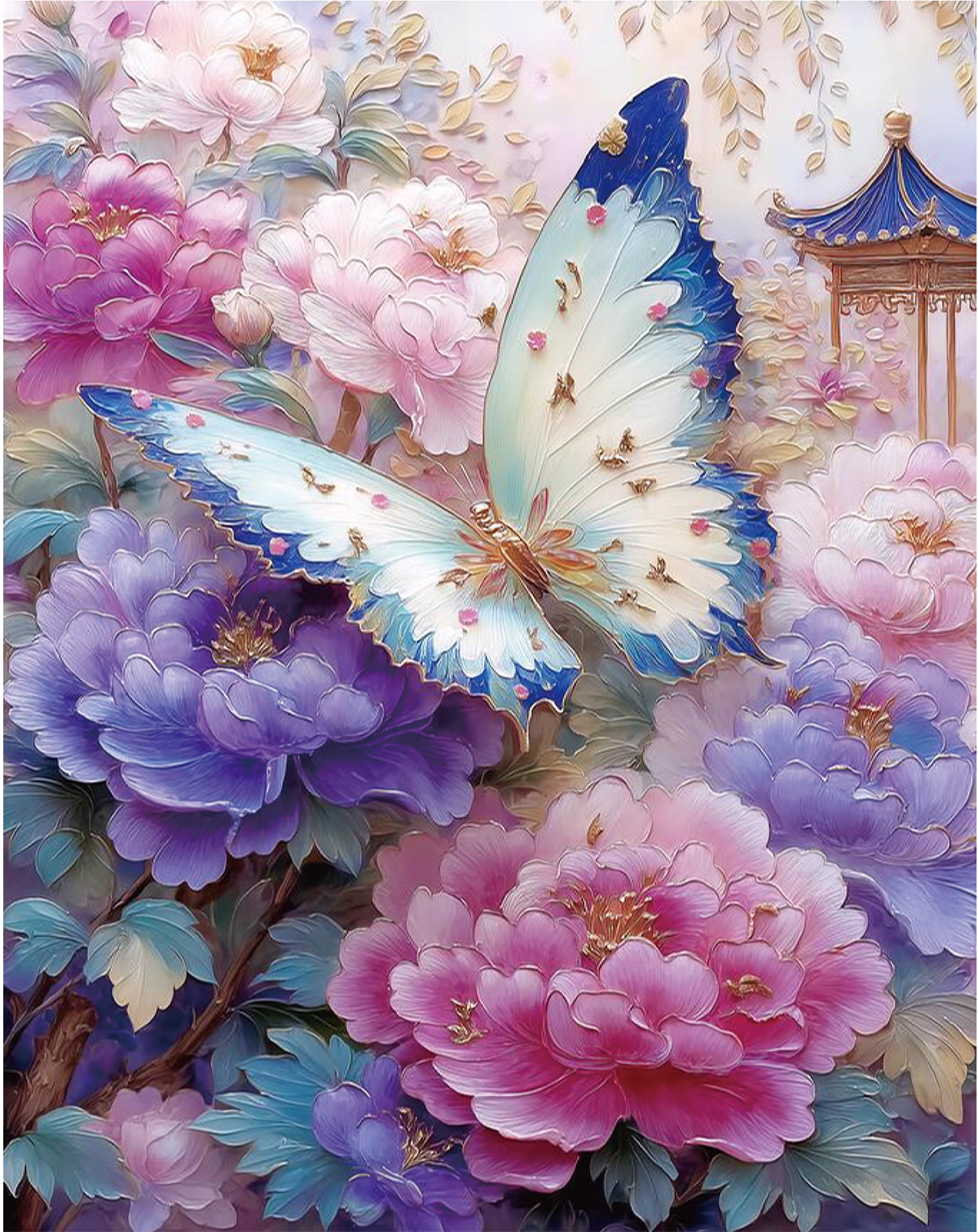 botan-1046 *พร้อมส่ง* ชุดปักครอสติช ลายผีเสื้อกับโบตั๋น (ปักเต็มผืนผ้า ไม่มีเดินเส้น ผ้า9CTพิมพ์ลาย ปัก 4 เส้นเล็ก) ขนาด 60*80 ซม.ผ้าครอสติช 9CTพิมพ์ลายปักบนผ้า ไหมคอตตอน 38 สี ผังลาย เข็ม