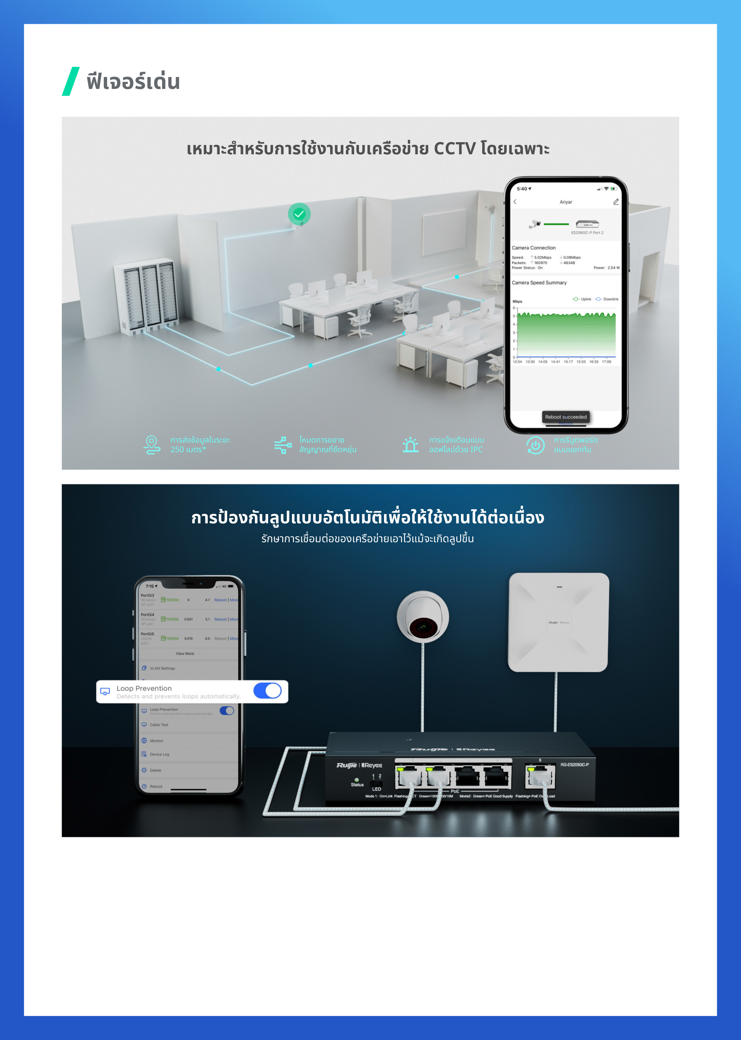 RUIJIE RG-ES205GC-P : 5-Port Gigabit Smart Cloud Mananged PoE Switch RG-ES205GC-P