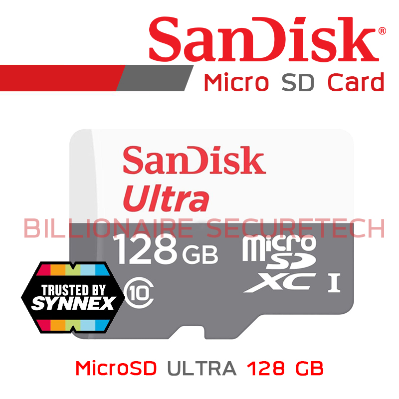 SANDISK SDSQUNR_128G_GN6MN ULTRA MicroSD Card 128 GB (BY SYNNEX) Class 10 BY BILLIONAIRE SECURETECH SANDISK 128GB