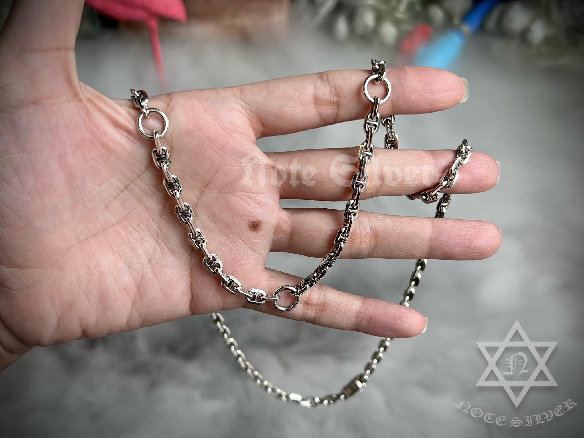 สร้อยคอเงินแท้ ลายโซ่อิตาลี Size L 26 นิ้ว เพิ่มห่วงใส่พระ 3 ห่วง ตะขอกล่องสปริง Sterling Silver 925 NSNL3196