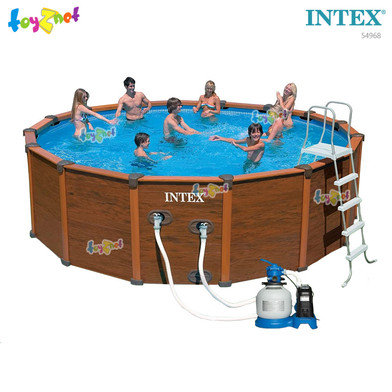 Intex 18ft 8in Wood-Grain Pool Set w/Sand-Saltwater System (5.69 x 1.35 m.) No.54968