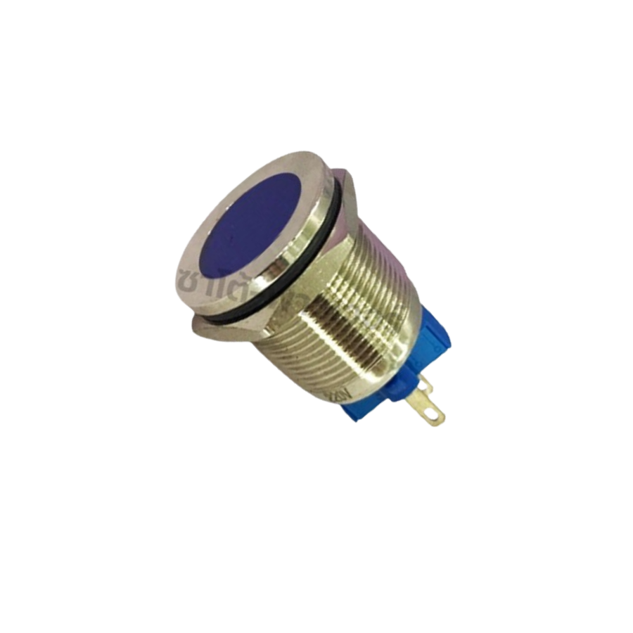 Pilot Light รุ่น GQ22F-D หลอดหน้าปัด แบบเหล็ก สีน้ำเงิน Pilot Lamp Ø22 mm 12V, 24V, 220V LED โลหะแสดงสถานะ ไพล็อตแลมป์