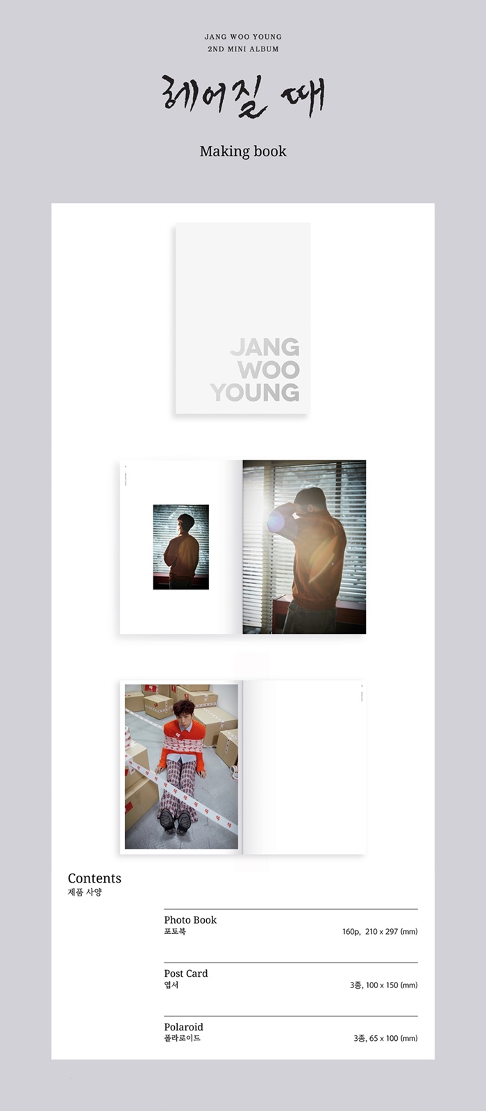 [PRE-ORDER] JANG WOO YOUNG - 2nd Mini Album "BYE (헤어질 때)" Making Book