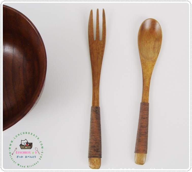 Small Wood Fork Spoon Set - ชุดช้อนส้อมไม้ ขนาดเล็ก